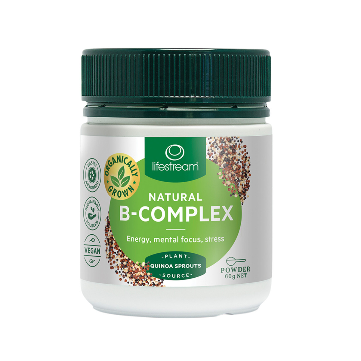 LifeStream Natural B-Complex (Quinoa Sprouts) 60g Powder – Pinnacle Herbal